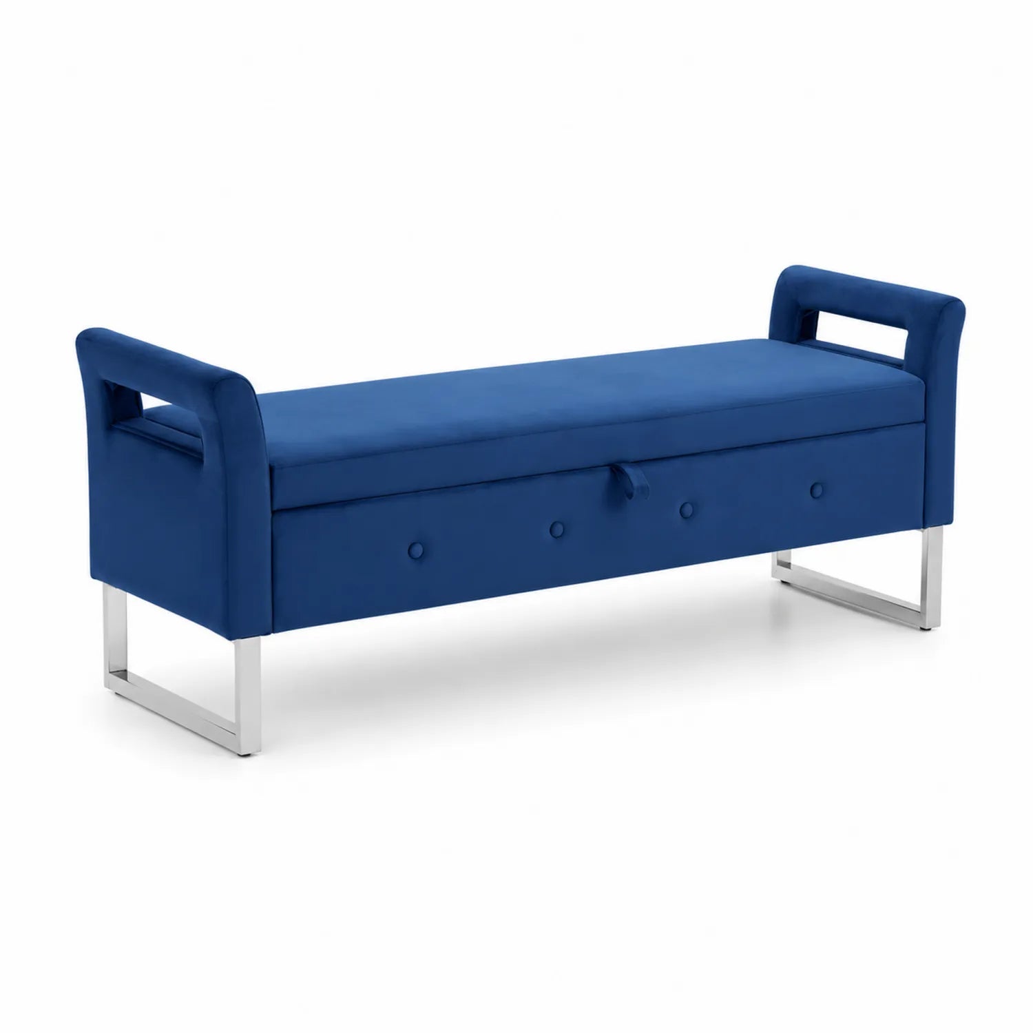 Polsterbank mit Stauraum Samt Blau 120cm