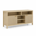 TV-Möbel Holz 120x40x80cm Beige mit Türen und Regalen