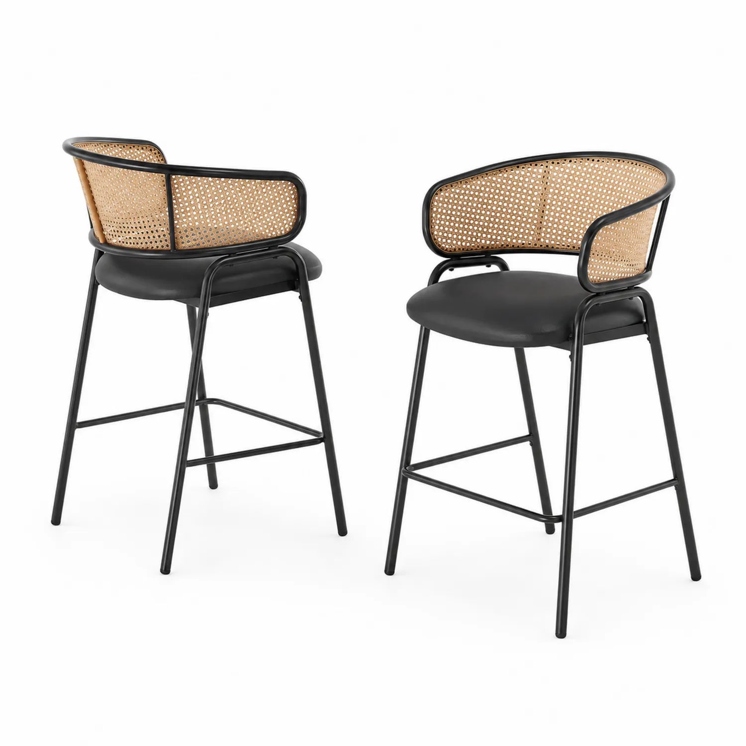 Barhocker Set 2-teilig Metall Schwarz/Natur