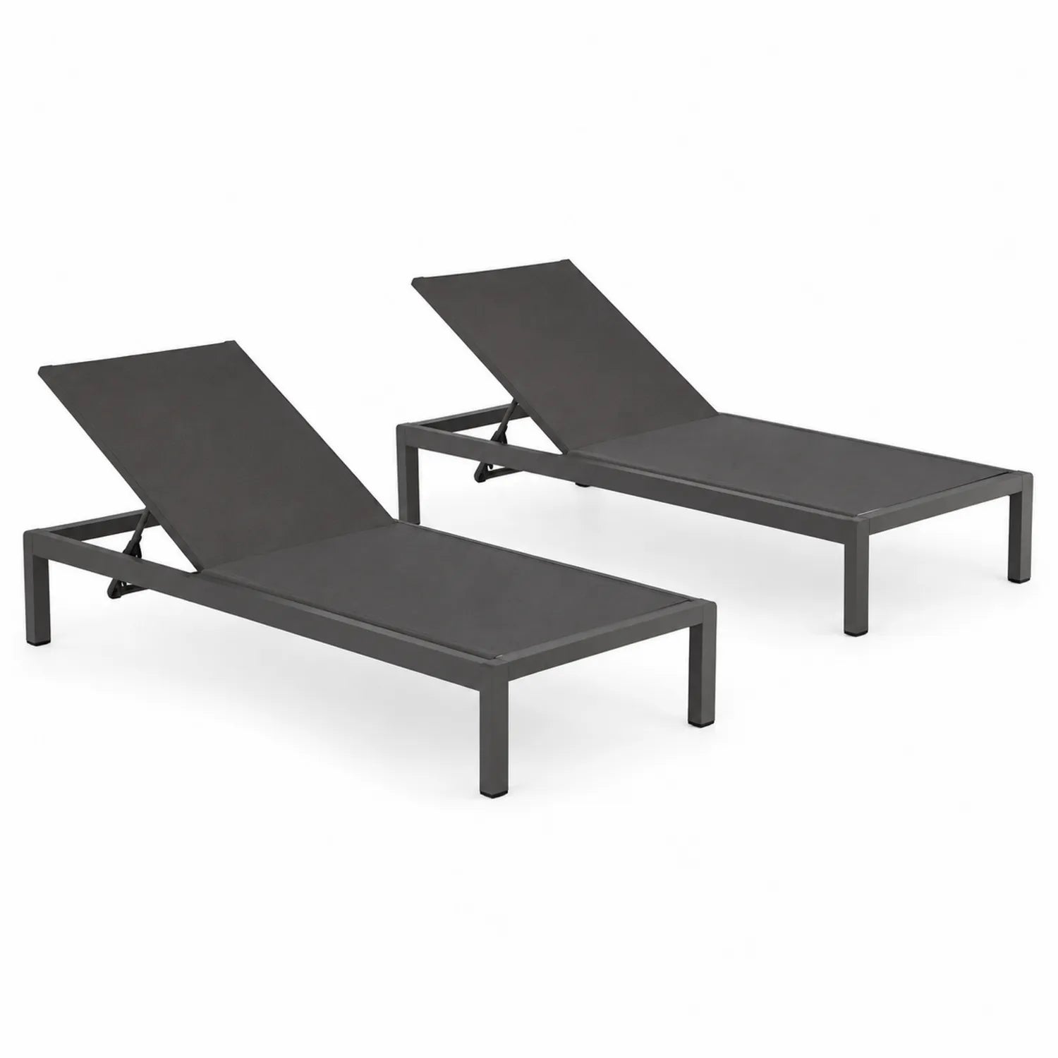 2er Set Sonnenliegen Aluminium Textilgewebe Grau 200 cm