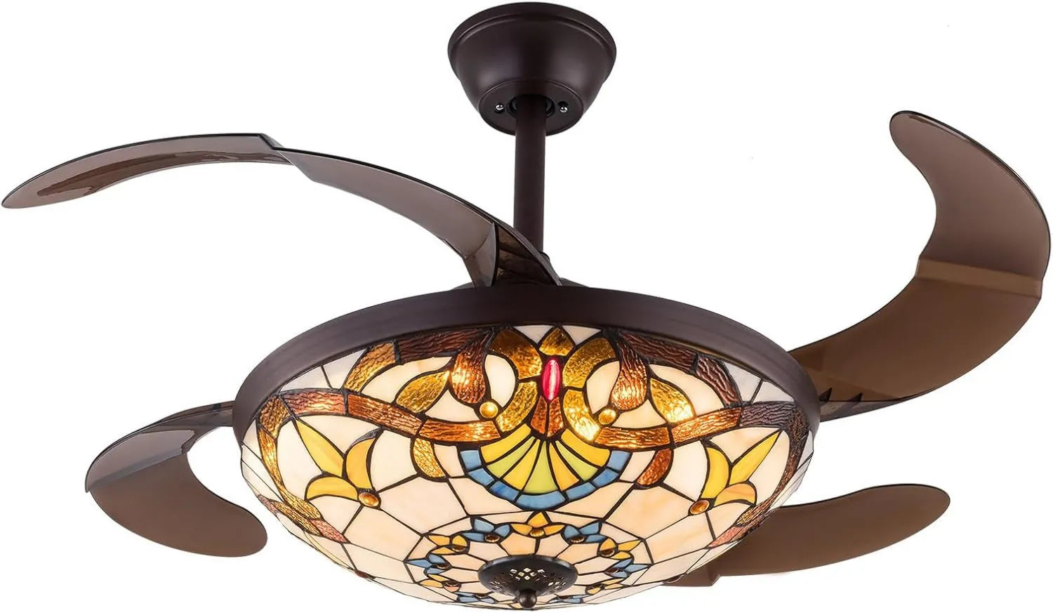 42-Zoll LED-Deckenventilator mit Beleuchtung, Fernbedienung, 3 Farbtemperaturen, 6 Geschwindigkeiten, 4 einklappbaren Flügeln, Sommer- und Wintermodus