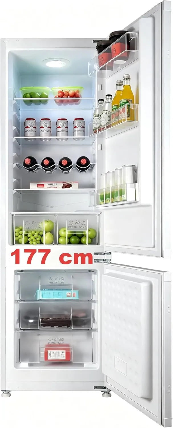 Energieeffizienter Einbaukühlschrank mit NoFrost, 177 cm, 225 L Kapazität, leise und wechselbare Tür