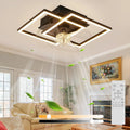 Moderner LED-Deckenventilator mit Licht und leisem DC-Motor, dimmbar 3000-6500K, schwarz, mit Fernbedienung und Timer für Schlafzimmer