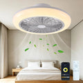 LED Deckenventilator mit RGB Beleuchtung, Leiser Ventilator 45 cm mit Fernbedienung, Dimmbar und Steuerbar via App, 6 Geschwindigkeiten und Umkehrfunktion, Integrierter Lautsprecher für Schlafzimmer