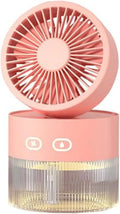 Tragbarer Mini-Tischventilator mit Nachtlicht und Sprühfunktion, Flüsterleiser Luftzirkulator, 120° Neigung für Wohn- und Arbeitsbereiche