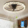 NIORSUN LED Deckenventilator mit Beleuchtung und Fernsteuerung, 50CM, 3 Farbtemperaturen, 6 Geschwindigkeiten, App-Steuerung, Timer, Schwarz