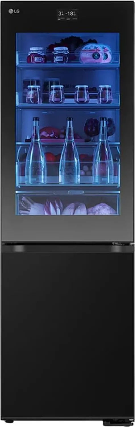 LG Kühl-Gefrierkombination 349L, InstaView, LED, Touch LCD, Total NoFrost, DoorCooling+, Schwarz