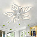 LED-Deckenventilator mit Fernbedienung und APP-Steuerung, dimmbar und umkehrbar, mit Memory-Funktion und Timer, ideal für Schlafzimmer und Wohnzimmer, Weiß