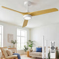 Ateroll 132CM Deckenventilator mit LED-Beleuchtung und Fernbedienung, leiser DC-Motor, 3 Lüfterblätter, 6 Stufen, Timer, Sommer-Winter-Modus
