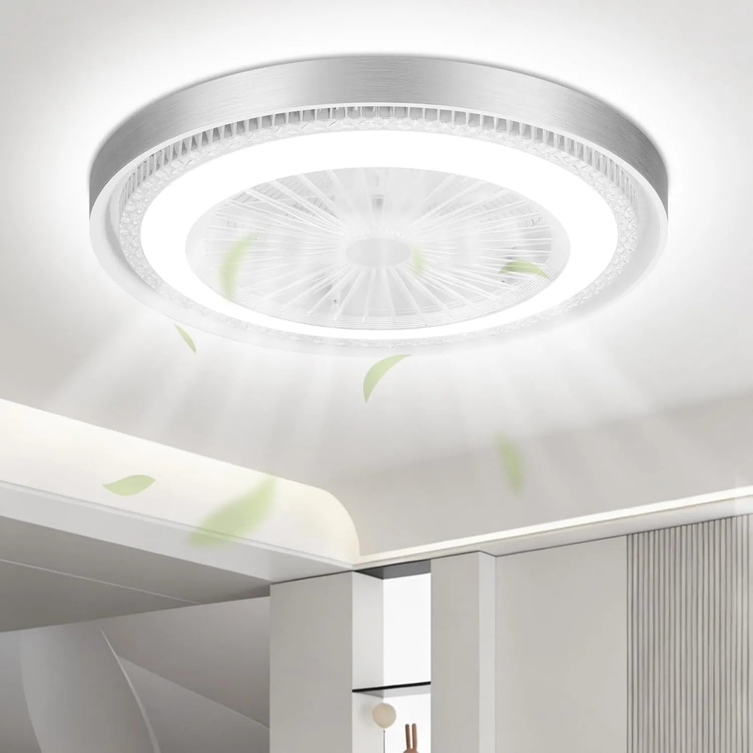 Moderne LED Deckenventilatorlampe 50W mit Fernbedienung, 3000-6500K, 6 Geschwindigkeiten, Flüsterleise für Wohnzimmer und Schlafzimmer, Ø50cm