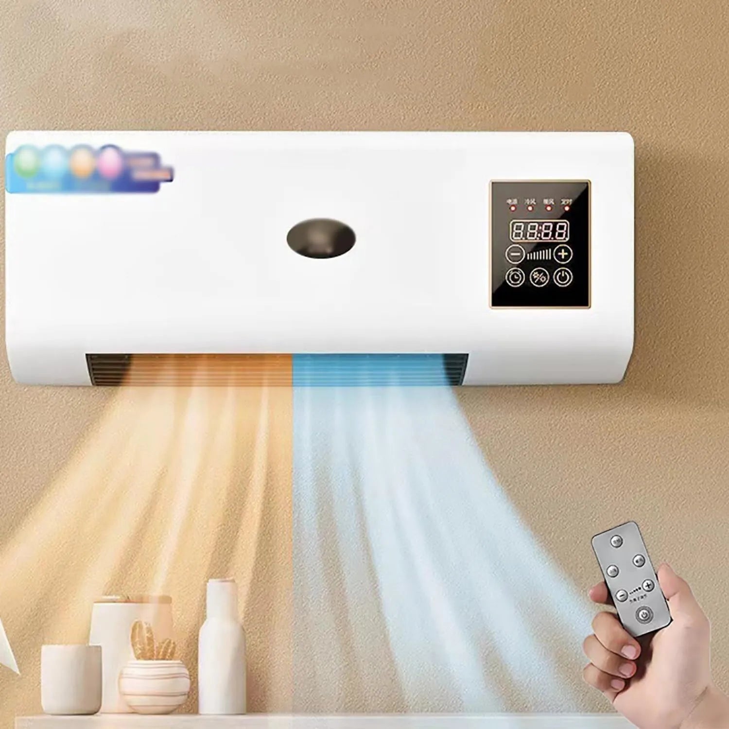 Tragbares Wandklimagerät mit Fernbedienung und 8-Stunden-Timer, ideal für Zuhause und Büro
