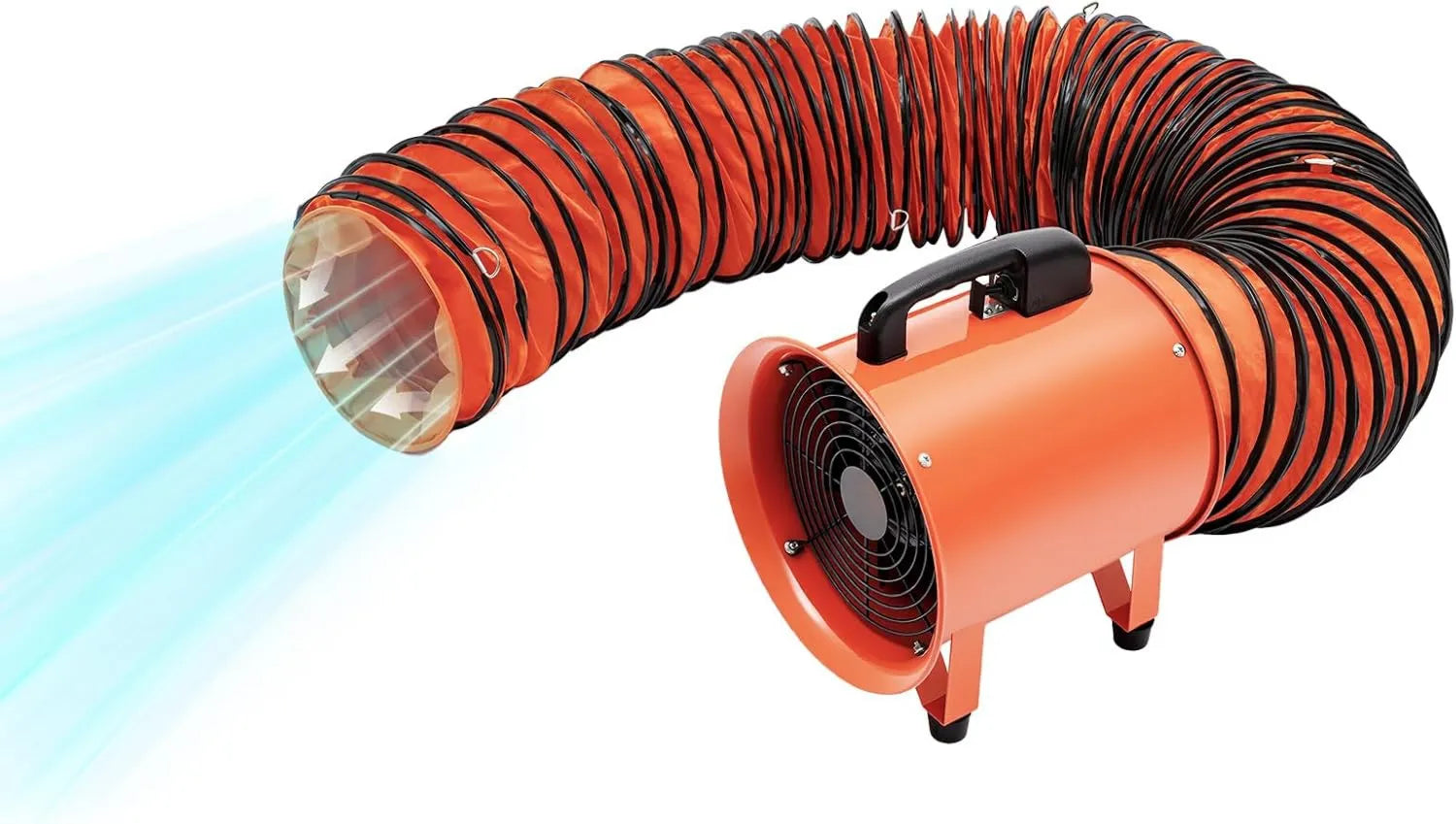 Tragbarer 250mm Axialventilator mit 10m PVC-Schlauch, 320W IP44 Gebläse für Industrie und Werkstatt