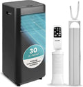 SereneLife Mobiles Klimagerät 9000 BTU mit 3-in-1 Funktion: Kühlung, Entfeuchtung und Ventilation, leise Betriebsweise mit 54 dB, inklusive Fensterkit und Fernbedienung