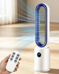 Leiser Turmventilator mit Fernbedienung, 24 Stufen, oszillierend mit LED-Anzeige, energiesparender DC-Motor, 12h Timer, Luftreiniger, ideal für Schlafzimmer und Büro (Blau)