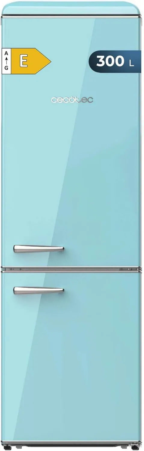 Retro Kühl-Gefrierkombination 300L Bolero CoolMarket, LED Beleuchtung, Crisper Box, Temperaturkontrolle, verchromter Griff, Glasböden