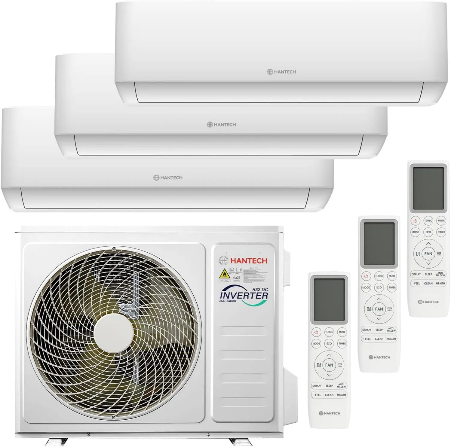 HANTECH Multisplit Klimaanlage 27000 BTU mit 3x 9000 BTU, WLAN-Steuerung
