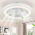 Moderner 48cm Deckenventilator mit LED-Lampe, Ultradünn, Dimmbar in 3 Farben, 6 Geschwindigkeiten, Umkehrfunktion, Timer, Leiser Betrieb, Weiß