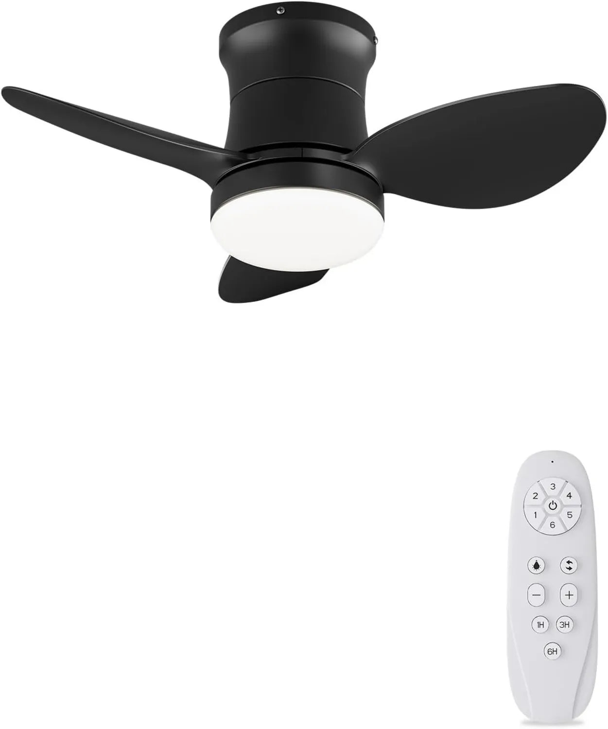 Leiser Deckenventilator 62CM mit Licht und Fernbedienung, 15W DC-Motor, dimmbar, Timerfunktion, 6 Geschwindigkeiten für Außen- und Innenbereich