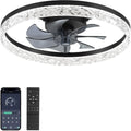 Moderner LED-Deckenventilator mit dimmbarer Beleuchtung, Ø50,8 cm, 6 Geschwindigkeiten, App- und Fernbedienung, ideal für Wohn- und Schlafzimmer, Schwarz