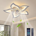 Moderner Deckenventilator mit LED-Licht und Fernbedienung, leise Ventilatorlampe für Schlafzimmer, Esszimmer und Küche, 69 cm, weiß