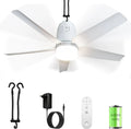 Mobiler Deckenventilator mit Akku und Beleuchtung, 80 cm, 40000mAh, für Outdoor, dimmbar 3000K-6000K, inkl. Fernbedienung und Haken, ideal für Camping und Terrasse