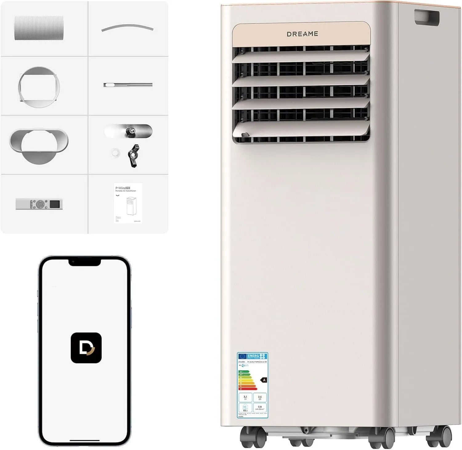 DREAME P-Wind10 7000 BTU Mobiles Klimagerät, vielseitig: Kühler, Entfeuchter, Ventilator. Intelligente Steuerung, 3D-Luftstrom, leiser Schlafmodus
