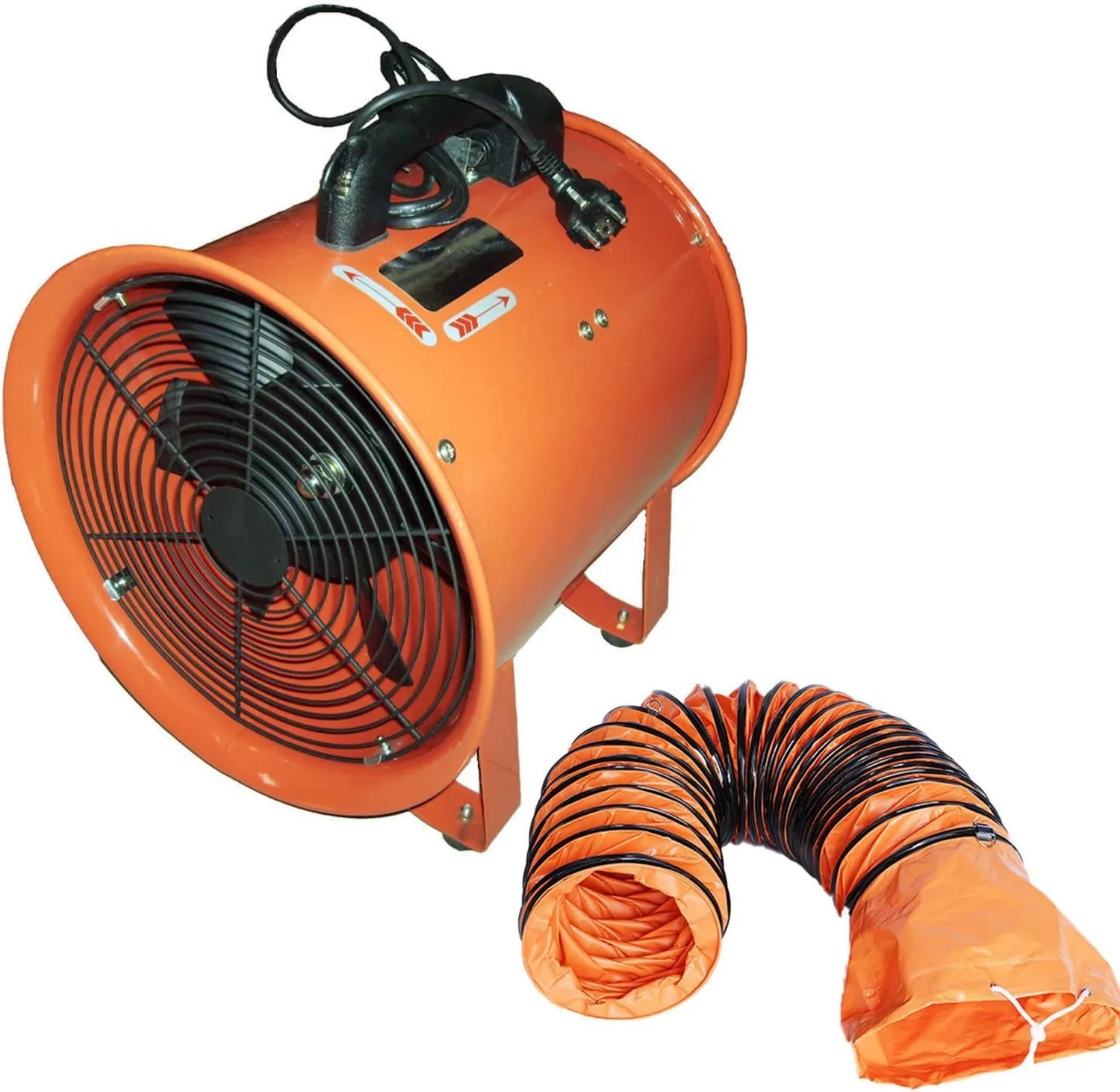 Industrie-Abluftventilator für Lackierkabinen mit flexiblem 5m Schlauch, IP44, 220V, rutschfester Griff, 20cm