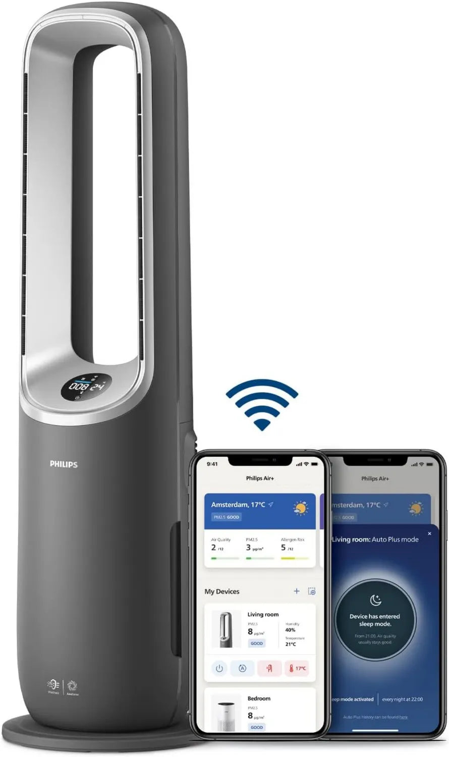 Philips 3-in-1 Luftreiniger: Heizung, Kühlung, Reinigt bis 70m², Eliminiert 99,97% Allergene, Mit HEPA-Filter, Smart Sensoren, Alexa-kompatibel, App-Steuerung (AMF870/15)