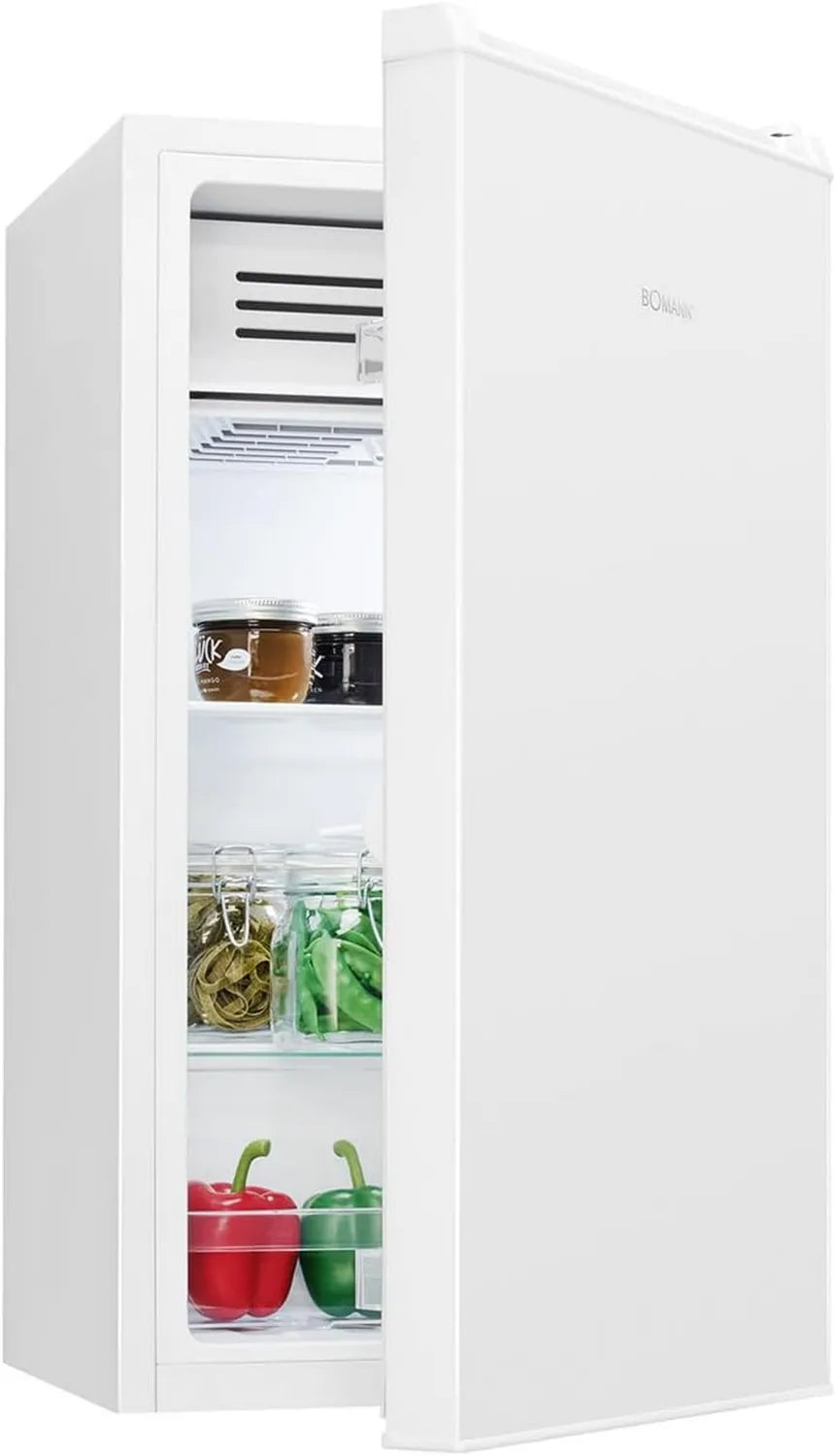 Bomann Kühlschrank 83L mit Gefrierfach, energiesparend & leise, stufenlos regelbar 0-8°C, LED & wechselbare Tür, Weiß