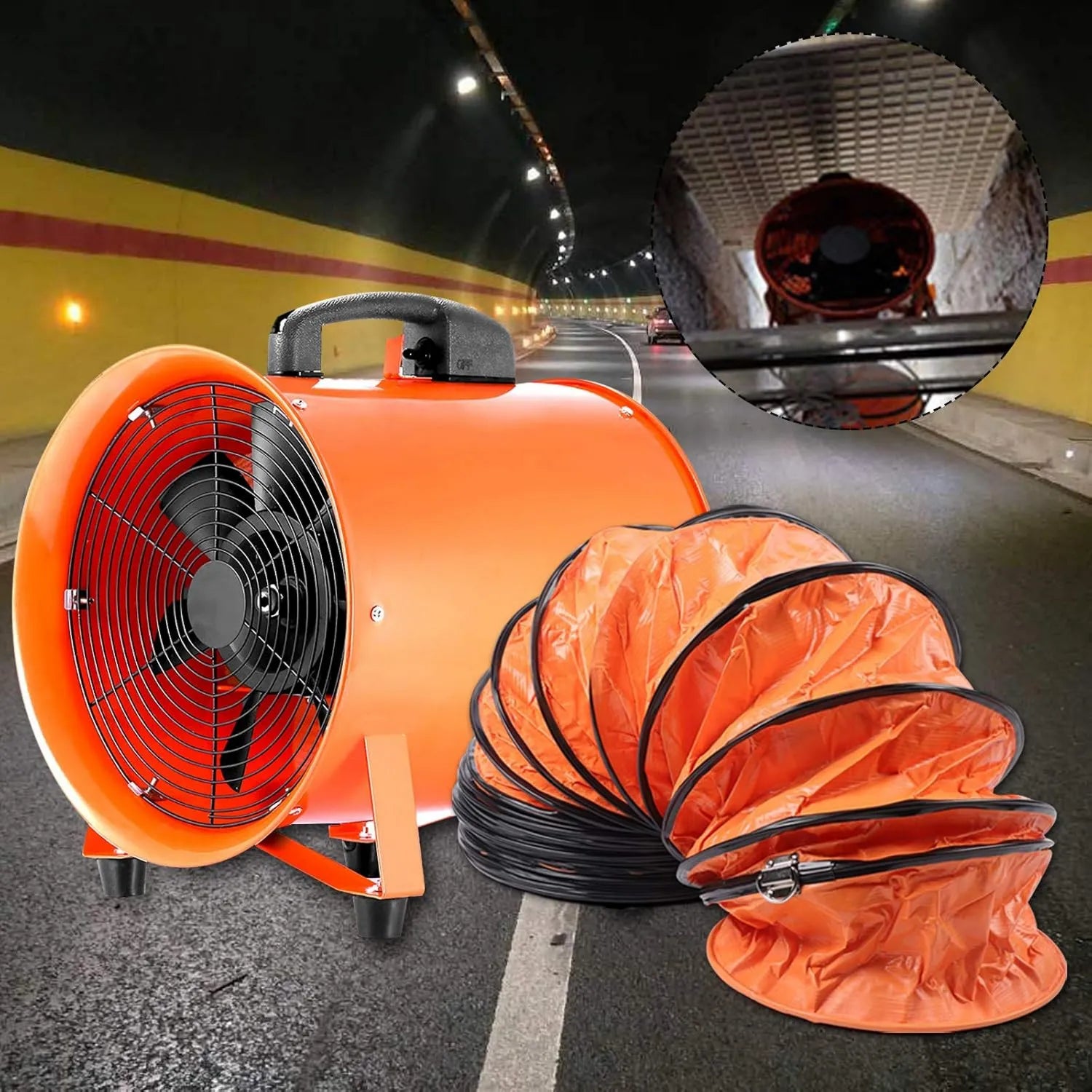 Futchoy 250 mm Industrie-Axialventilator mit 10 m Schlauch, ideal für Fabriken, Keller und Werften