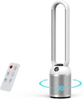 Leiser YAZEKY Turmventilator mit 24 Stufen, Energiesparender DC-Motor und Fernbedienung, 12-Stunden-Timer, 99cm und 90° Oszillation für Schlafzimmer und Büro in Silber