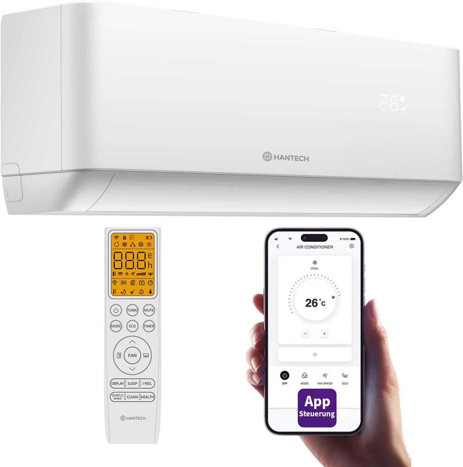 HANTECH H-PRO Multi Split Klimagerät 9000 BTU, Innenmodul, Weiß