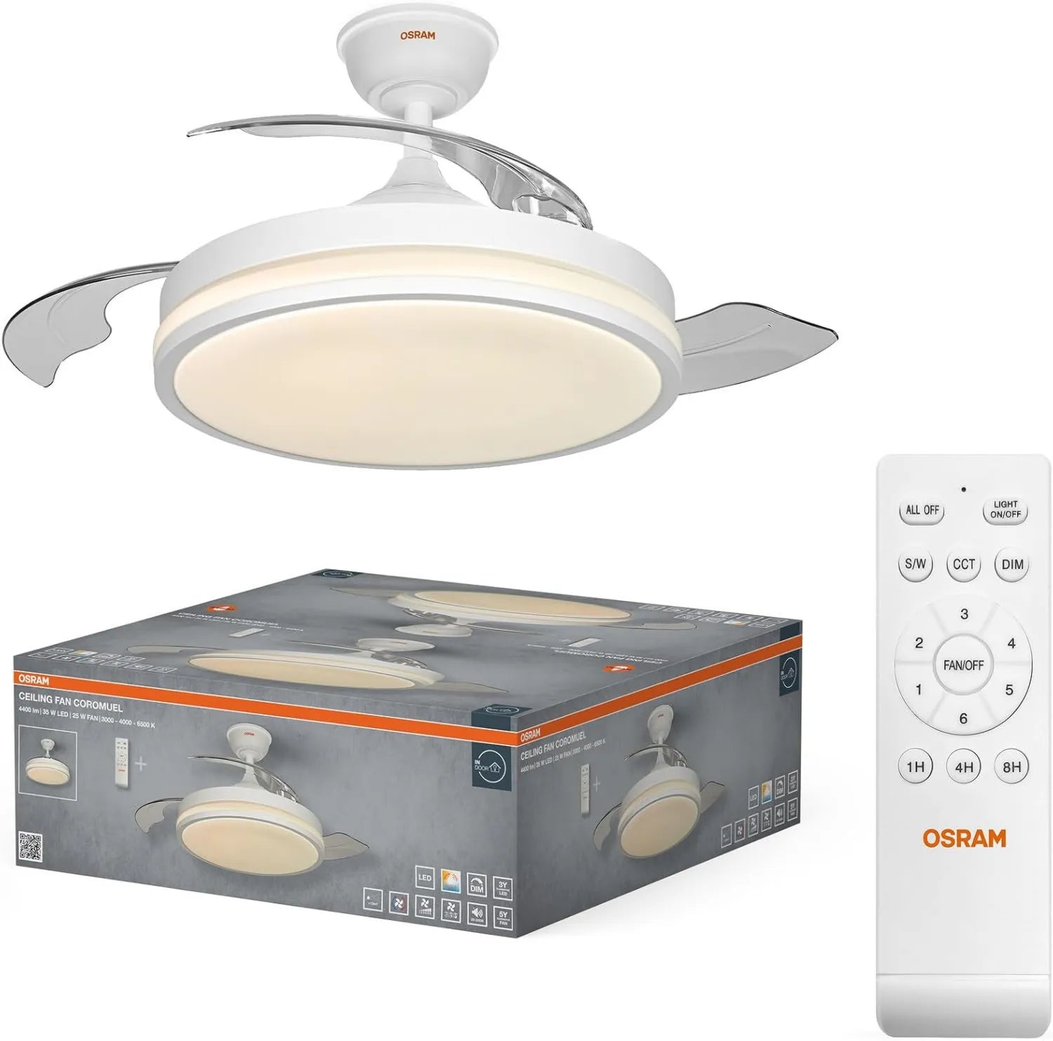 Osram LED-Deckenventilator, 1065mm, 60W, variable Farbtemperatur, 2600lm