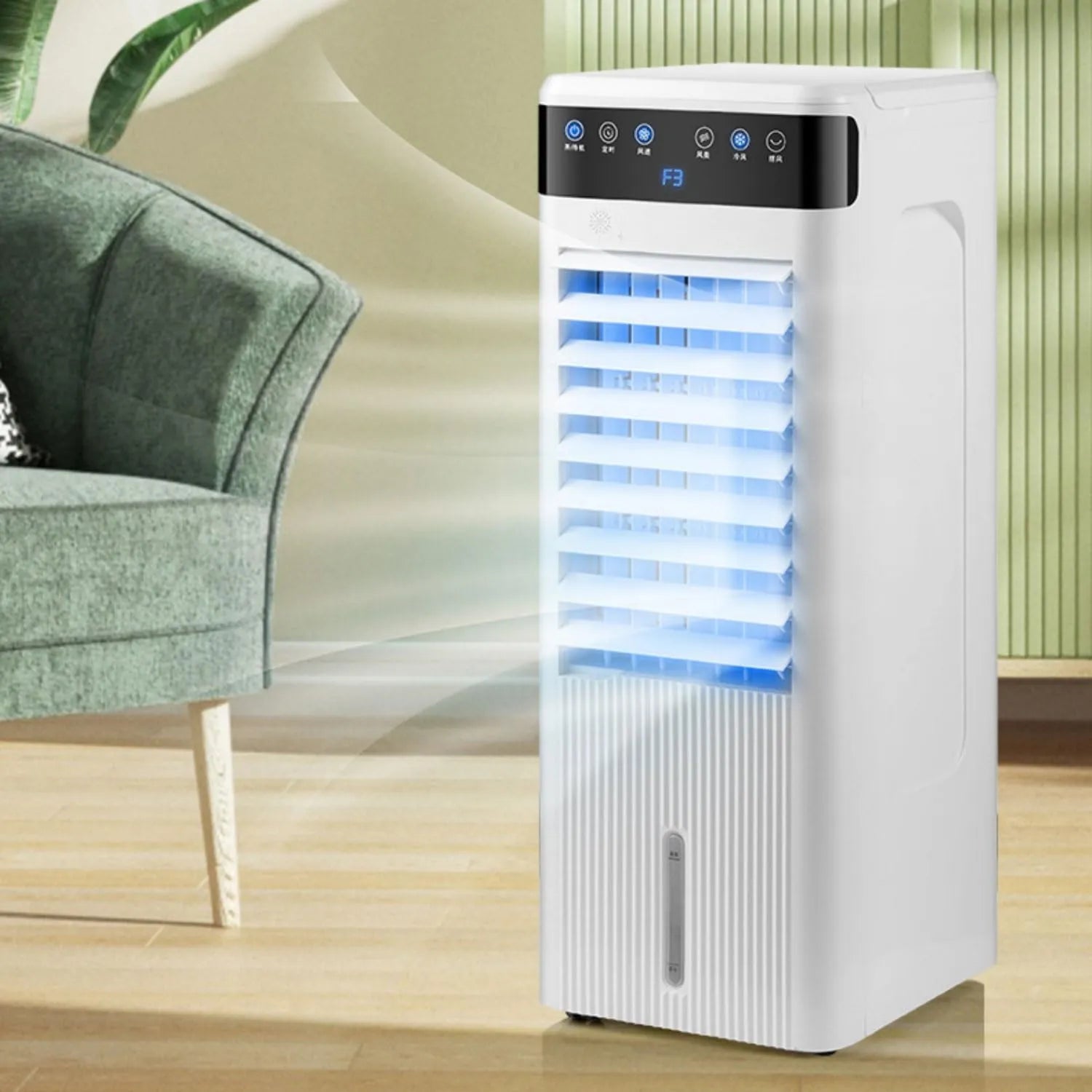 Mobiles Klimagerät mit 5L Wassertank, 3 Geschwindigkeiten und 12-Stunden-Timer, leise für Schlafzimmer und Büro