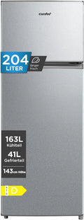 Comfee' Freistehender Kühl-Gefrierschrank 204L, Silber, Energieeffizient