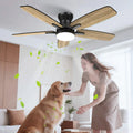 Moderner Deckenventilator 106 cm mit LED-Beleuchtung und Fernbedienung, leiser DC-Motor 20 dB, dimmbarer 18W LED, Timerfunktion, doppelseitige Flügel, ideal für Schlafzimmer und Wohnzimmer