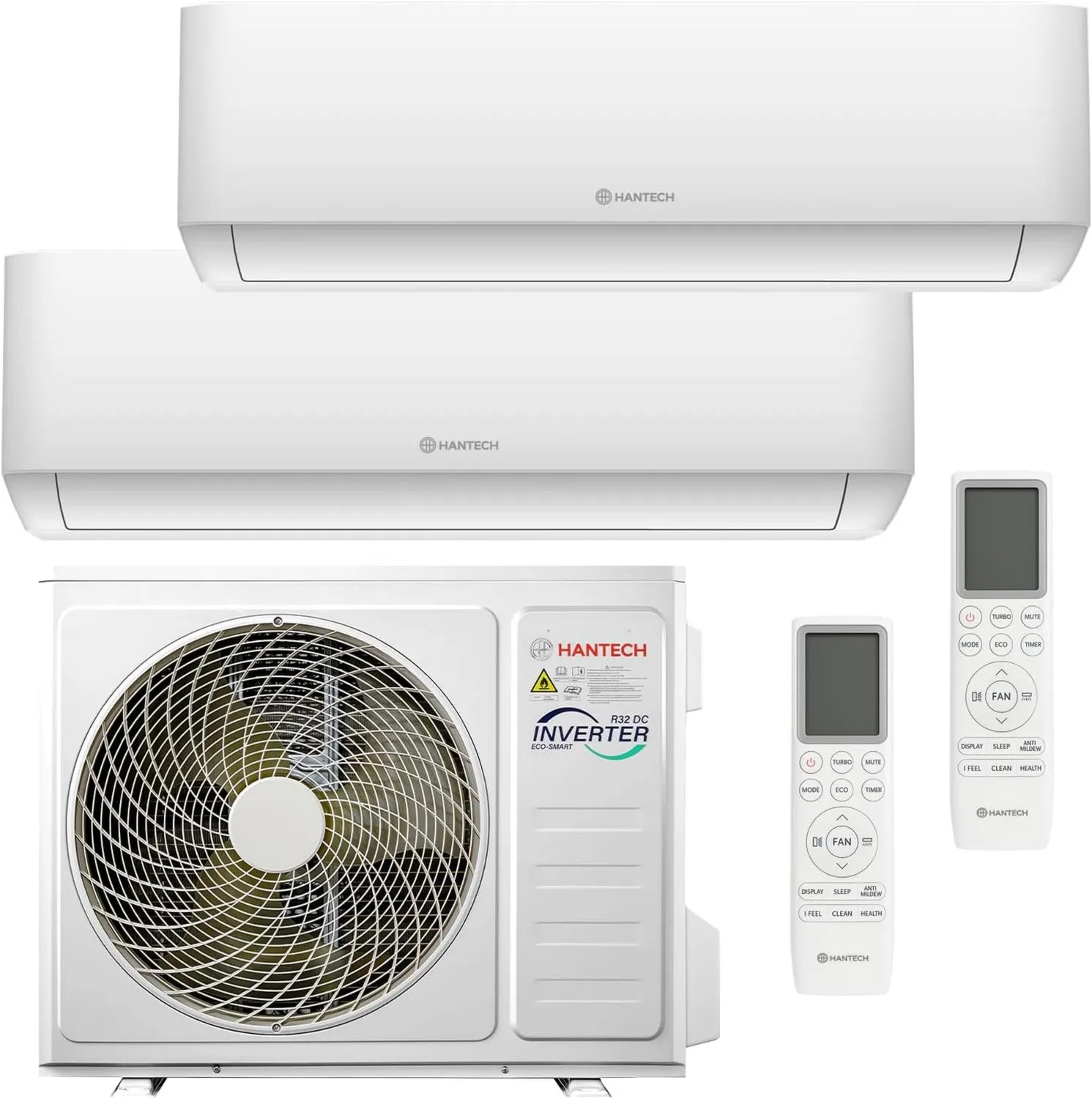 HANTECH Multisplit Klimaanlage 5,3 kW mit WLAN-Funktion und 2x2,6 kW Inneneinheiten
