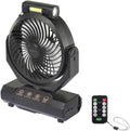 Sygonix Akku-Ventilator 205 mm Schwarz, Wiederaufladbar, Beleuchtung, Oszillation, Fernbedienung inklusive