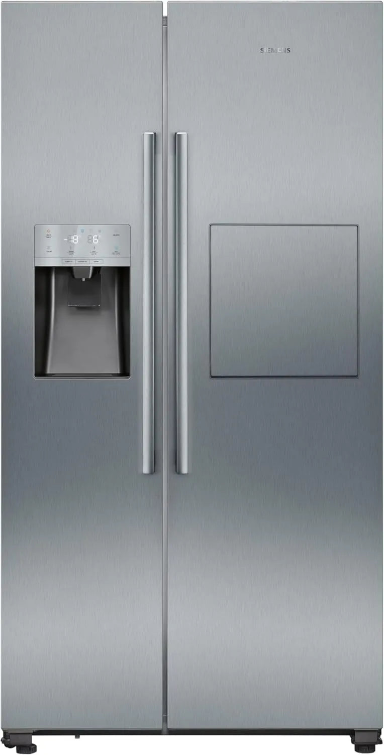 Siemens iQ500 Side-by-Side Kühl-Gefrierkombination, noFrost, 560 L, Edelstahl, Eis- & Wasserspender