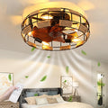 Retro Deckenventilator mit Beleuchtung und Timer, Leise E27 Lampe, Eisenkunst & Hanfseil, 46W, 6-Stufenregelung, Ideal für Schlafzimmer und Wohnzimmer