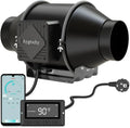 Abluftventilator 100mm mit EC-Motor, 30W, 363m³/h, Regelbar per App, Ideal für Gewächshaus