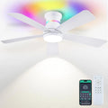 Surtime 117CM LED-Deckenventilator mit RGB-Beleuchtung - Dimmbarer Deckenventilator in modernem Design, geeignet für Innenräume und überdachte Außenbereiche