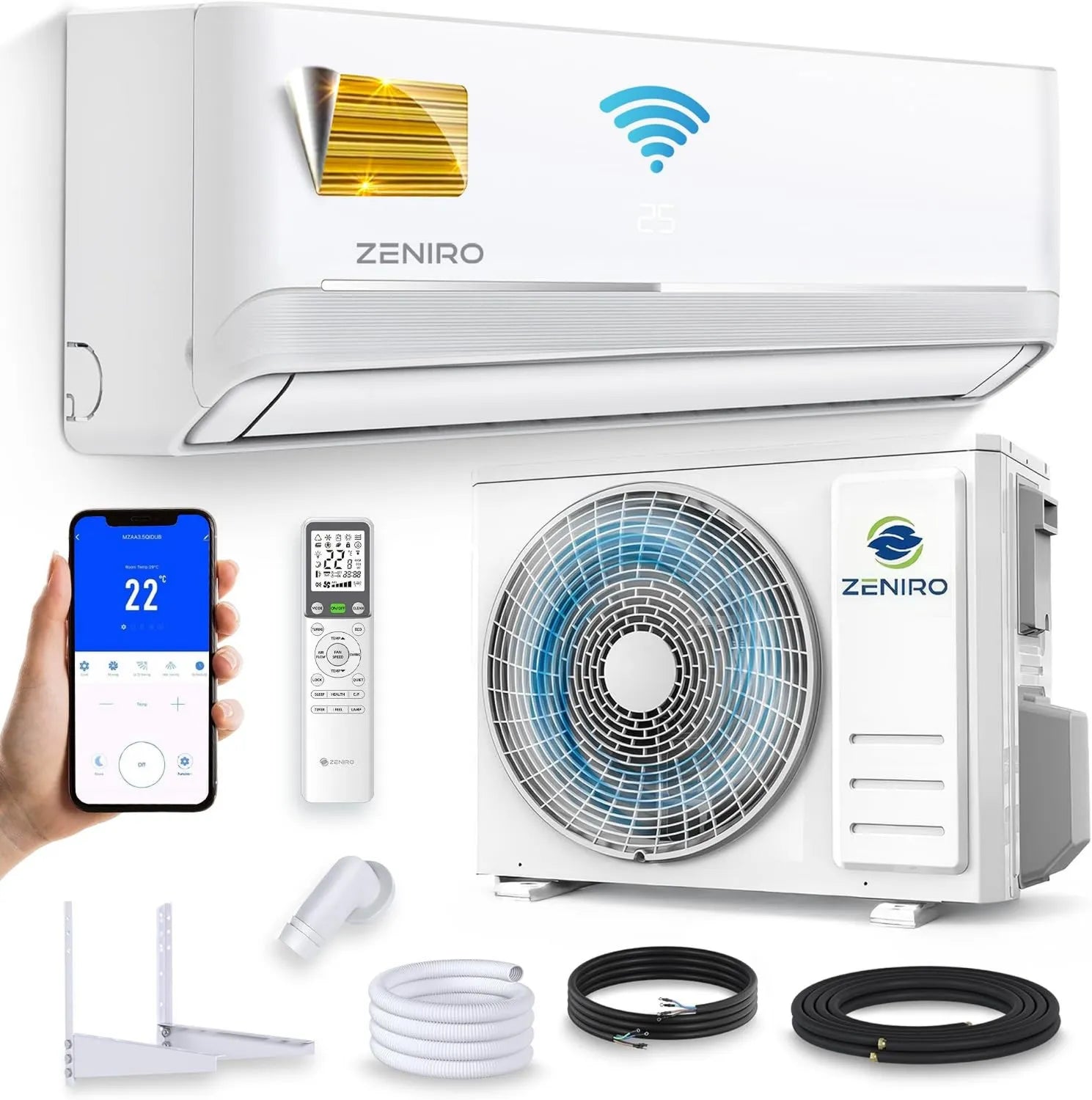 Split-Klimaanlage 24000 BTU mit Heizfunktion, WiFi-Steuerung, A++ Energieeffizienz