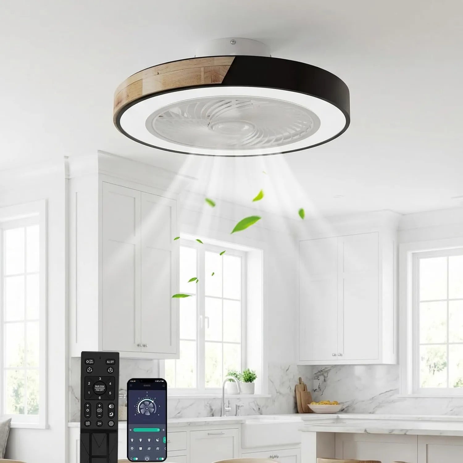 Leiser LED-Deckenventilator mit Beleuchtung und Dimmer, 3 Farbtemperaturen, 6 Geschwindigkeiten, ideal für Wohn- und Schlafzimmer
