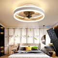 Moderner LED-Deckenventilator mit Fernbedienung, 6 Geschwindigkeiten, Leise, Dimmbar, 24W, Weiß, 40cm, Ideal für Schlafzimmer und Wohnzimmer