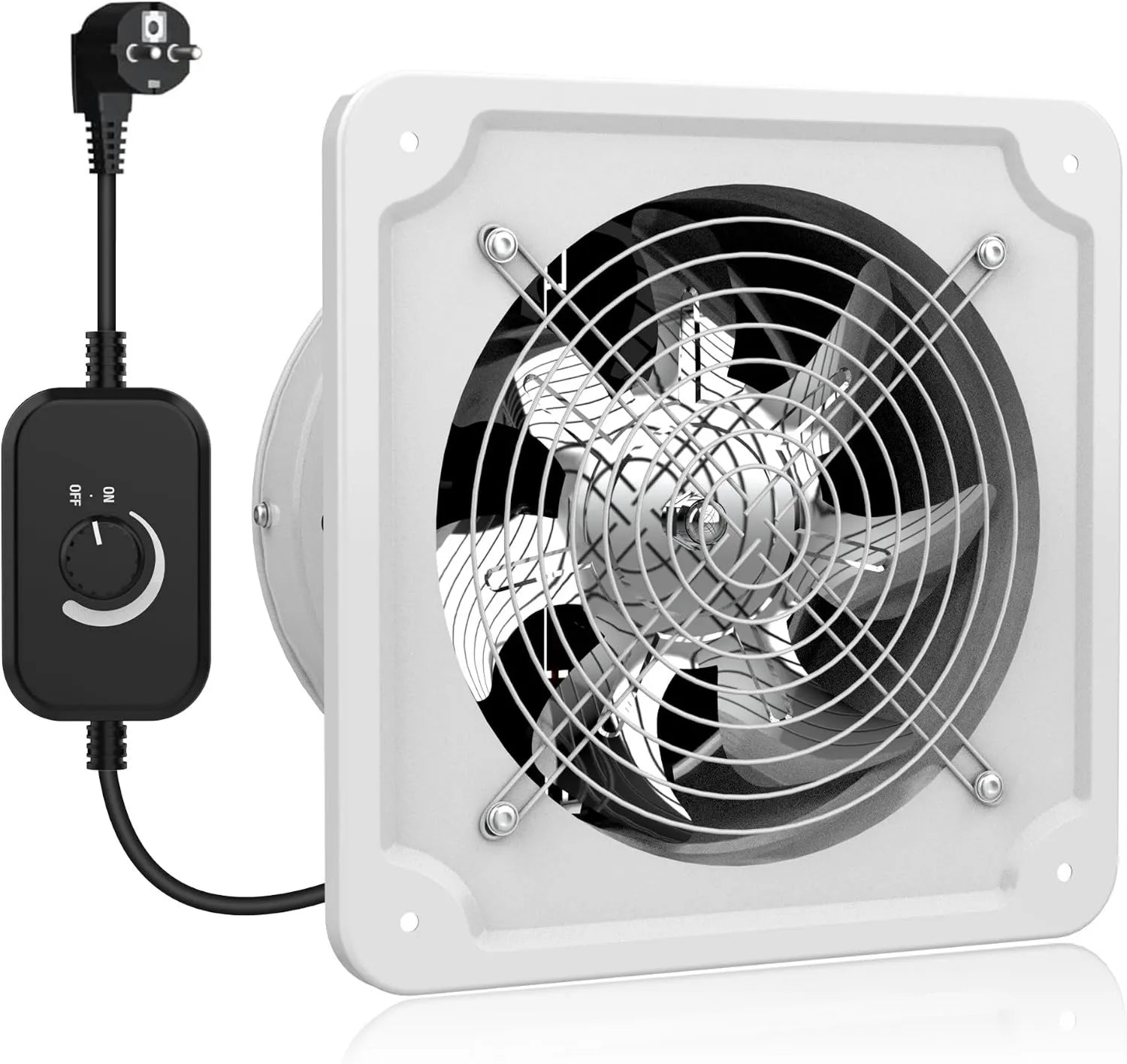 Aygrochy 200mm Einstellbarer Abluftventilator, Leiser DC-Motor 986m³/h, Industrie-Wandventilator mit Rückschlagklappe für Badezimmer, Gewächshäuser, Küche, Garage, Loft, Weiß