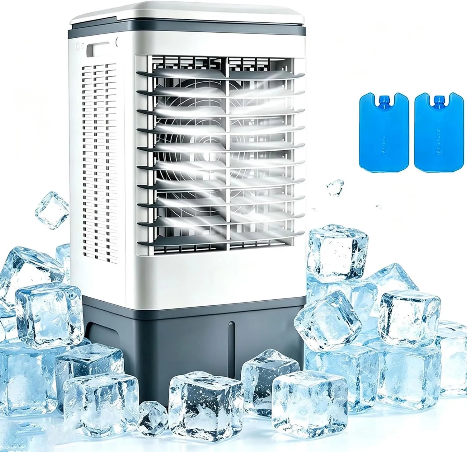 Tragbarer Verdunstungskühler 80W, Ohne Abluftschlauch, 3 Modi, 20L Wassertank, Oszillation 60/120°, 7,5h Timer, Geräuscharm, mit Fernbedienung für Schlafzimmer