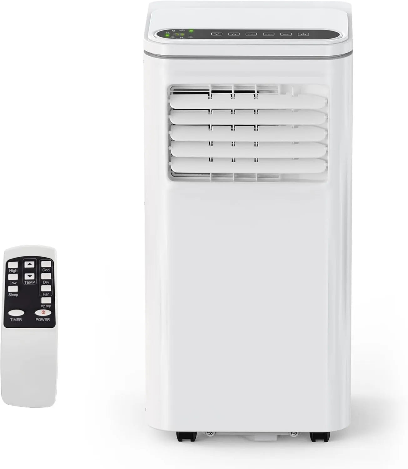 Mobiles Klimagerät 8000 BTU, 3-in-1 mit Fernbedienung, Luftentfeuchter & Ventilator, Schlafmodus, inkl. Abluftschlauch & Fenster-Set, Weiß