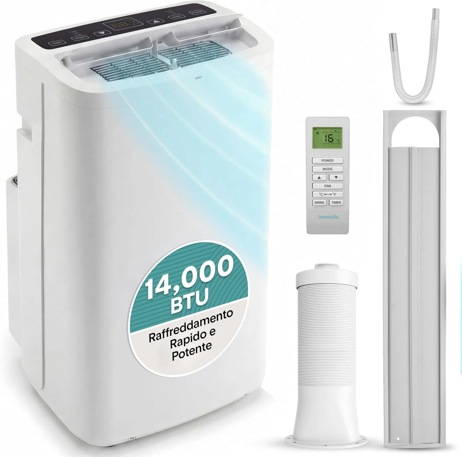 Leistungsstarke 4,1 kW Klimaanlage mit WLAN und Fernbedienung für Räume bis 105 m²