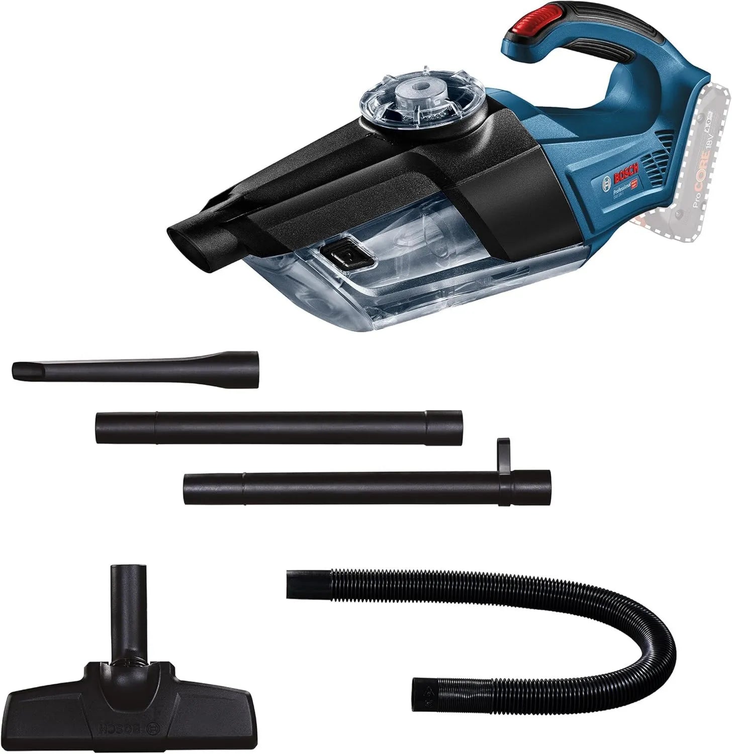 Bosch 18V Akku-Handstaubsauger Gas 18V-1 mit Zubehör, 1L Behälter